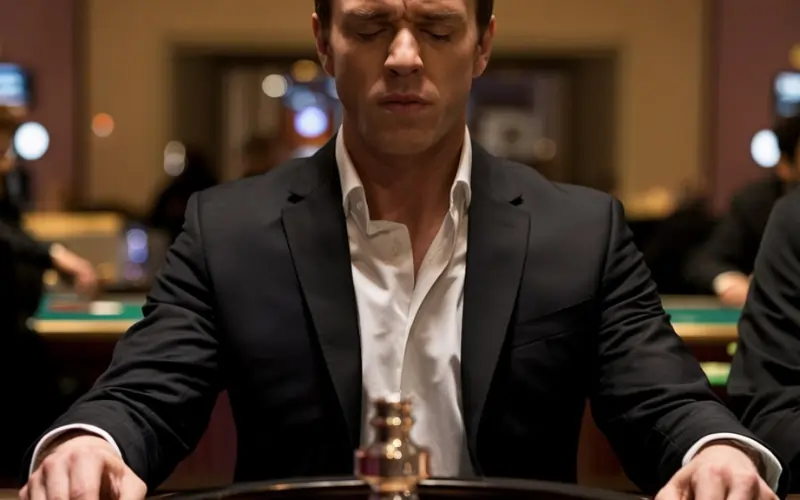 a man play a game of roulette in a casino
