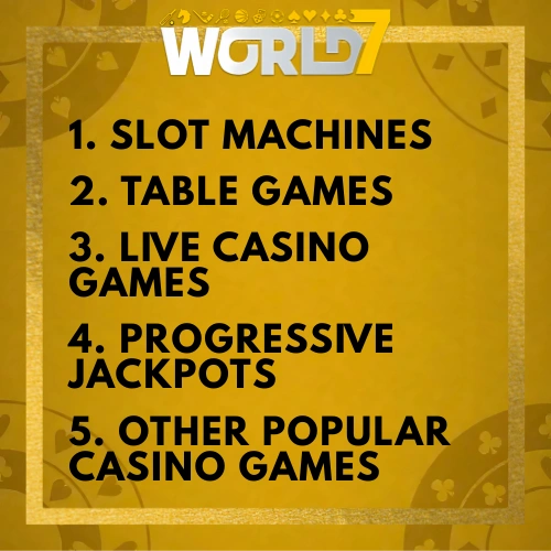 casino games the range of casino games at world7